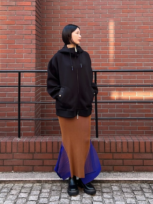 FABRIC MIX WZIP HOODIE / バイカラーミックスダブルジップフーディ