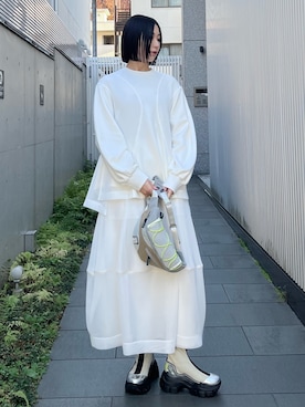 「アイテム（スカート）」を使った、RINKAさん（レディース・170cm）の冬コーディネート