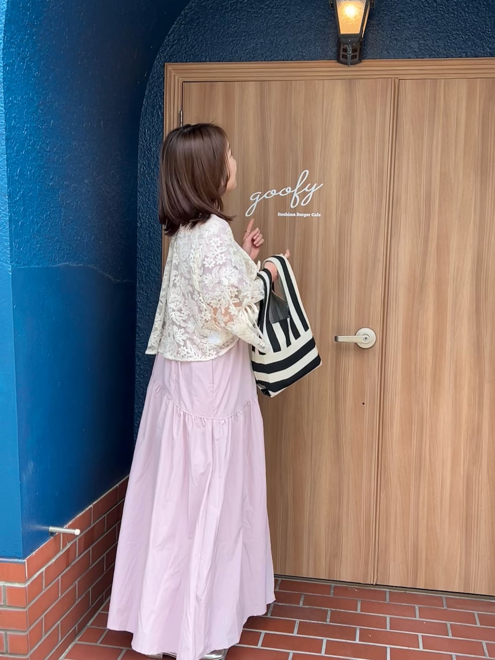 「ワンピース、レーストップス、mystic、cepo.」｜「mysticのドロストギャザーワンピース（ワンピース、ピンク系）」を使った、ちゃそさん（レディース・157cm）の夏コーディネートの1枚目の写真