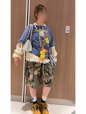 「迷彩」｜Pさん（レディース・155cm）の夏コーディネート
