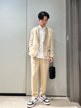 「ARMANI EXCHANGE（アルマーニエクスチェンジ）のアイテム（スラックス）」を使った、yu---sukeさん（メンズ・183cm）の夏コーディネート