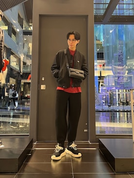 「ARMANI EXCHANGE（アルマーニエクスチェンジ）の【A|X アルマーニ エクスチェンジ】NL パデッド ボンバージャケット（ブルゾン）」を使った、yu---sukeさん（メンズ・184cm）の秋コーディネート