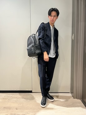 「ARMANI EXCHANGE（アルマーニエクスチェンジ）のアイテム（スラックス）」を使った、yu---sukeさん（メンズ・183cm）の夏コーディネート