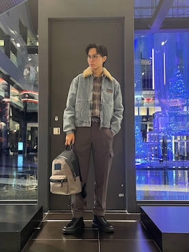 「アイテム（カーゴパンツ、グレー系）」を使った、yu---sukeさん（メンズ・184cm）の秋コーディネート