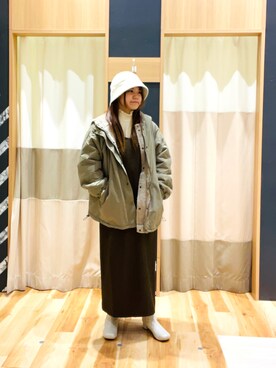「キャミワンピ」｜「アイテム（ノーカラージャケット）」を使った、moharuさん（レディース・154cm）の秋コーディネート