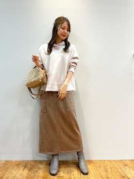 「スウェードスカート」｜reinaさん（レディース・156cm）の秋コーディネート