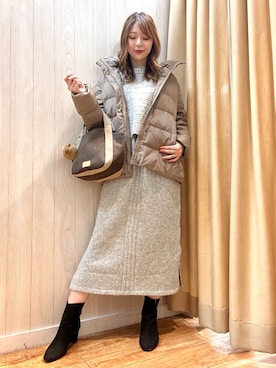 「ドレスキップ」｜「アイテム（ダウンジャケット/コート）」を使った、reinaさん（レディース・156cm）の冬コーディネート