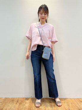 「ピンクストライプ」｜reinaさん（レディース・156cm）の春コーディネート