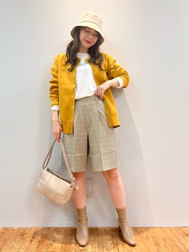 「マスタードイエロー」｜reinaさん（レディース・156cm）の秋コーディネート