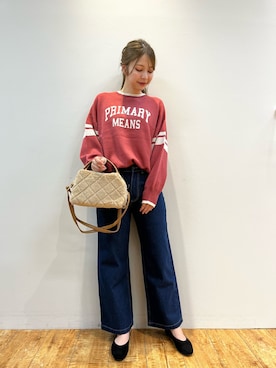 「ロゴニット」｜「アイテム（その他シューズ）」を使った、reinaさん（レディース・156cm）の秋コーディネート
