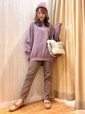 「DRESKIP（ドレスキップ）のアイテム（ニットキャップ/ビーニー）」を使った、reinaさん（レディース・156cm）の秋コーディネート