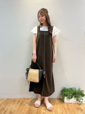「袖フリル」｜「アイテム（ワンピース/ドレス）」を使った、reinaさん（レディース・156cm）の夏コーディネート