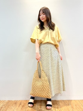 「イエローシャツ」｜reinaさん（レディース・156cm）の夏コーディネート