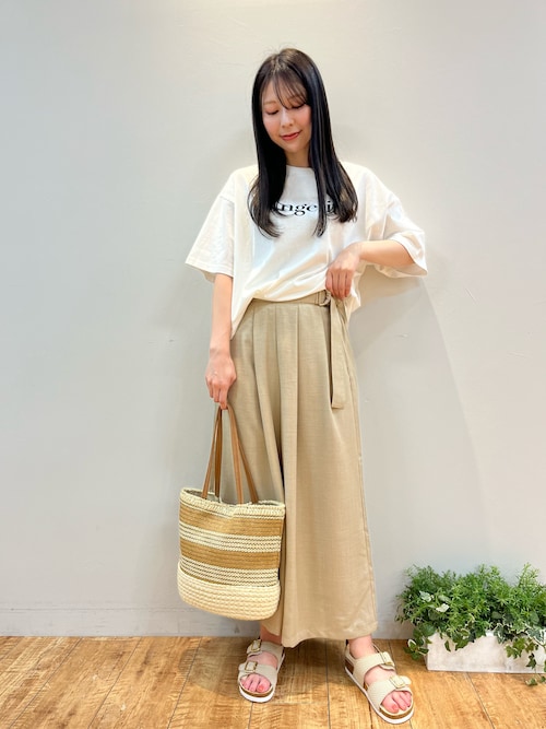 2025年のクリスマス セール】【体型カバー/低身長さんにも】麻調サイドベルト パンツ