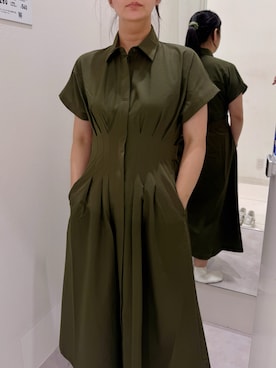 「UNIQLO（ユニクロ）のアイテム（シャツワンピース、ブルー系）」を使った、tsubasa harada    さん（レディース・151cm）の夏コーディネート
