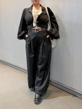 「Mavie..7（メヴィセットゥ）の【Mavie..7】袖チュールショートジャケット（その他アウター、ブラック系）」を使った、tsubasa harada    さん（レディース・151cm）の春コーディネート
