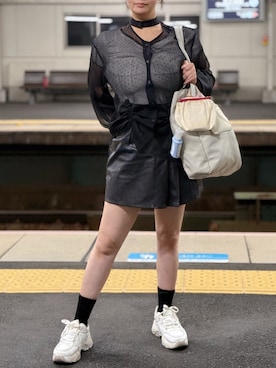 「continuer de NICE CLAUP（コンティニューデナイスクラップ）の大人気に付き新色追加！小花レーストップス（Tシャツ/カットソー、その他）」を使った、tsubasa harada    さん（レディース・151cm）の秋コーディネート