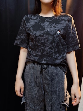 「UNIQLO（ユニクロ）のハローキティ 50th アニバーサリー UT（半袖・レギュラーフィット）（Tシャツ/カットソー、ブラック系）」を使った、tsubasa harada    さん（レディース・151cm）の夏コーディネート