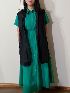 「GU（ジーユー）のアイテム（シャツワンピース）」を使った、tsubasa harada    さん（レディース・151cm）の夏コーディネート