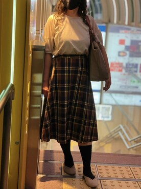「チェック柄に恋してる」｜「アイテム（パンプス）」を使った、tsubasa harada    さん（レディース・151cm）の秋コーディネート