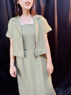 「GU（ジーユー）のアイテム（ワンピース/ドレス、グリーン系）」を使った、tsubasa harada    さん（レディース・151cm）の夏コーディネート