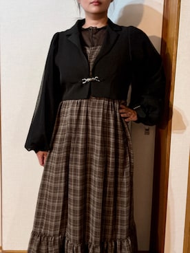 「MAJESTIC LEGON（マジェスティックレゴン）のバイカラーリボンキャミワンピース（ワンピース）」を使った、tsubasa harada    さん（レディース・151cm）の秋コーディネート