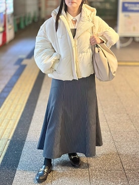 「ドッキングワンピ」｜「アイテム（ダウンジャケット/コート）」を使った、tsubasa harada    さん（レディース・151cm）の冬コーディネート
