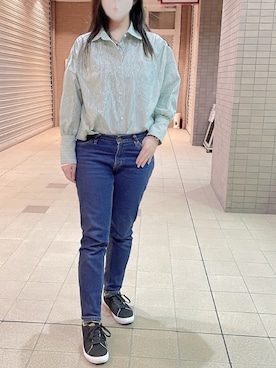 「デニムっていいよね」｜「アイテム（ステンカラーコート）」を使った、tsubasa harada    さん（レディース・151cm）の春コーディネート