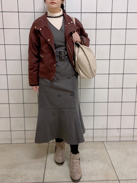「トレンチ」｜「アイテム（その他アウター）」を使った、tsubasa harada    さん（レディース・151cm）の冬コーディネート