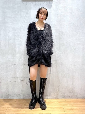 「PAGEBOY（ページボーイ）のモンスターフェザーカーディガン（カーディガン/ボレロ）」を使った、juraさん（レディース・158cm）の秋コーディネート