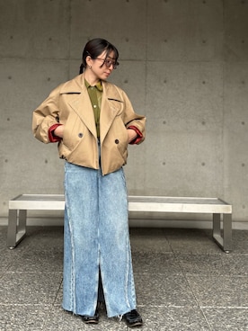 「アイテム（デニムスカート）」を使った、small humanさん（レディース・152cm）の秋コーディネート