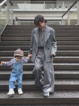 「アイテム（つなぎ/オールインワン）」を使った、small humanさん（レディース・152cm）の秋コーディネート