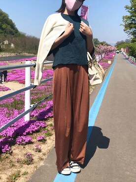 「H&M（エイチ・アンド・エム）のアイテム（カーディガン/ボレロ、ホワイト系）」を使った、みさん（レディース・158cm）の春コーディネート