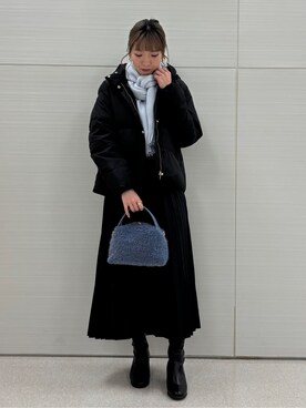 「DRESKIP（ドレスキップ）の【S-LL】軽やかな動きと優雅さを演出 プリーツスカート（スカート、ブラック系）」を使った、Juraさん（レディース・162cm）の冬コーディネート