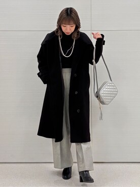 「SHOO・LA・RUE（シューラルー）の【セレモニー】2連ダイヤレーンロングネックレス（ネックレス、シルバー系）」を使った、Juraさん（レディース・162cm）の冬コーディネート