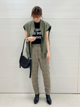 「SHOO・LA・RUE（シューラルー）の◆【SS-3L/美脚シルエット】オンにもオフにも○ テーパードパンツ（その他パンツ、ブラウン系）」を使った、Juraさん（レディース・162cm）の夏コーディネート