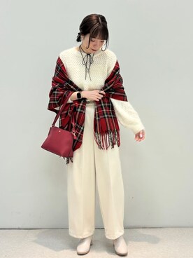 「SHOO・LA・RUE（シューラルー）のスライドビット風スムースベルト（ベルト、ブラウン系）」を使った、Juraさん（レディース・162cm）の秋コーディネート