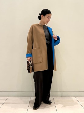 「アイテム（ノーカラーコート）」を使った、松尾（matsuo）さん（レディース・154cm）の秋コーディネート