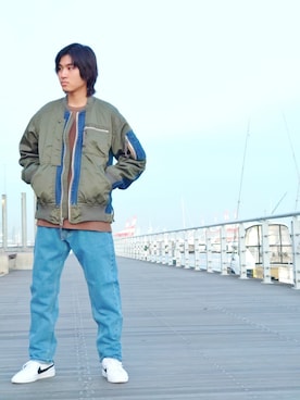 「アイテム（MA-1）」を使った、浩樹さん（メンズ・173cm・20代）の秋コーディネート