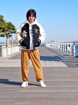 「アヴィレックス(AVIREX)」｜「アイテム（スタジャン）」を使った、浩樹さん（メンズ・173cm）の冬コーディネート