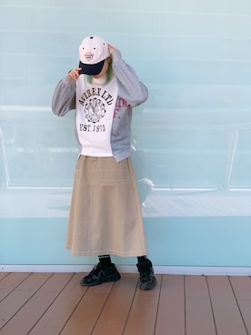 「AVIREX（アヴィレックス）のLINE CREW SOCKS/ ラインクルーソックス（ソックス/靴下）」を使った、タロウさん（レディース・161cm）の冬コーディネート