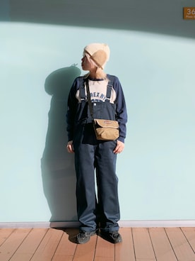 「AVIREX（アヴィレックス）のアイテム（オールインワン・サロペット）」を使った、タロウさん（レディース・161cm）の冬コーディネート