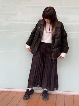 「AVIREX（アヴィレックス）のアイテム（ダウンジャケット/コート）」を使った、タロウさん（レディース・161cm）の冬コーディネート