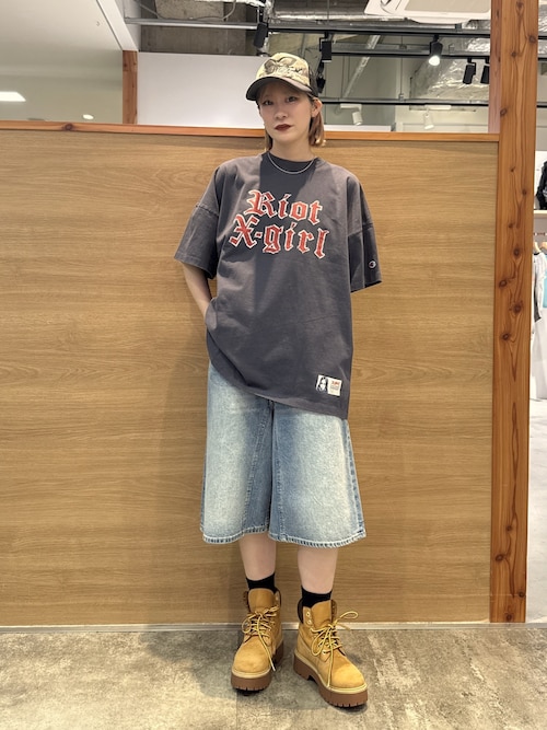 GGロゴ ワンピース Champion for X-girl FADED LOGO S/S BIG TEE DRESS（ワンピース