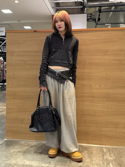 FADED WOVEN MIX HALF ZIP HOODED TOP（パーカー）｜X-girl（エックス