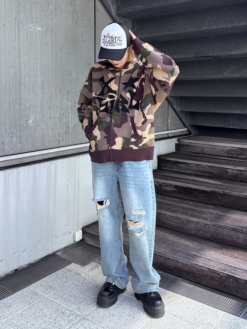 JACQUARD KNIT ZIP UP HOODIE（ニット/セーター）｜X-girl（エックス