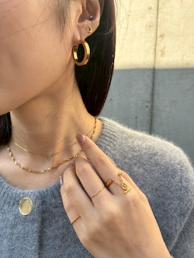 「アイテム（ピアス（両耳用））」を使った、CENE STOREさん（レディース・157cm）の冬コーディネート