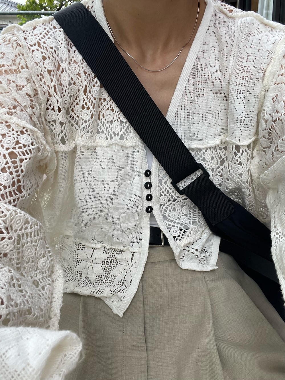 anuke（アンヌーク）の「anuke Patchwork Lace Cardigan（カーディガン