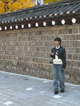 「アイテム（付け襟）」を使った、Hsuanさん（レディース・160cm）の秋コーディネート