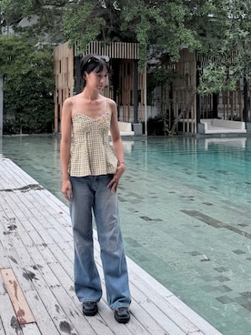 「CELINE（セリーヌ）のアイテム」を使った、Hsuanさん（レディース・160cm）の夏コーディネート
